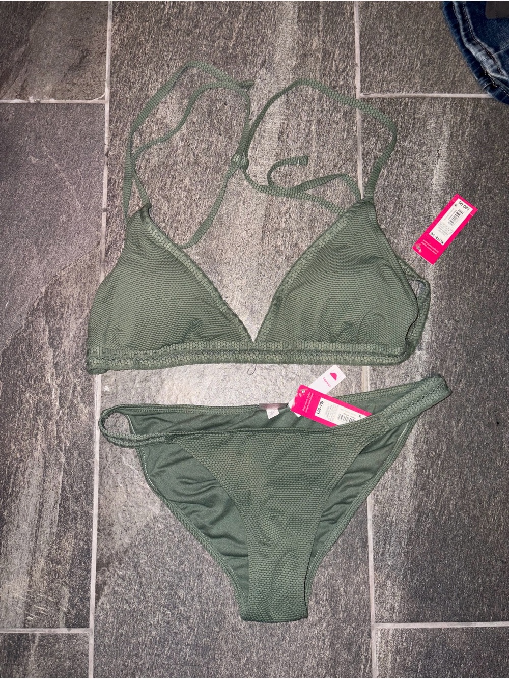 Xhilaration Target NWT Olive Green Strappy Bikini L/XL